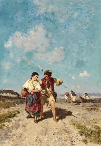 Рыбаки, возвращающиеся домой by Паль Бём, 1873 — digital art print download