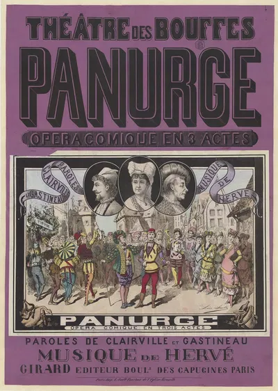 Théâtre des Bouffes. Panurge, opéra comique en 3 actes by Léon Sault, 1879 — digital art print download