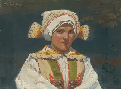 Девушка в народном костюме by Антос Фролка, 1910 — digital art print download