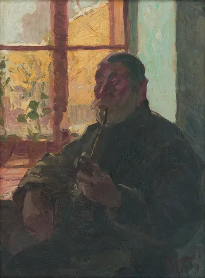 Старик с трубкой у окна by Йожеф Риппл-Ронаи, 1914 — digital art print download