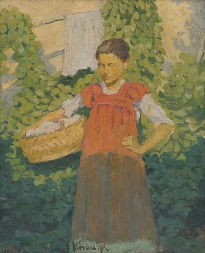 Девочка с корзиной by Константин Ковари-Качмарик, 1908–1910 — digital art print download