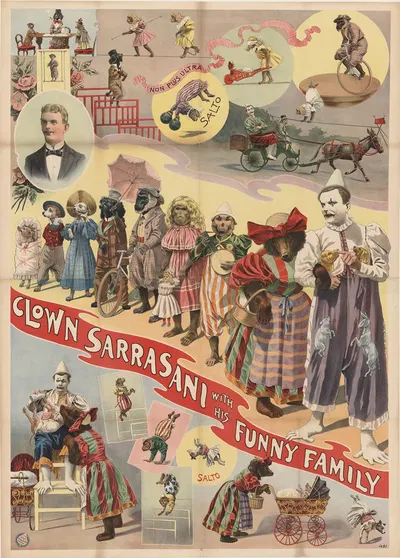 Clown Sarrasani with his funny family by Адольф Фридлендер Лит., 1897 — digital art print download