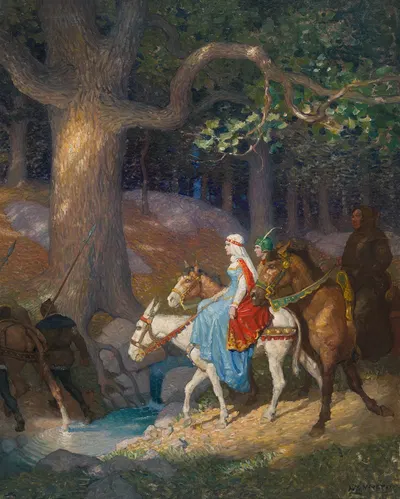 Робин и его мать идут на ярмарку в Ноттингем by Ньюэлл Конверс Уайет, 1917 — digital art print download