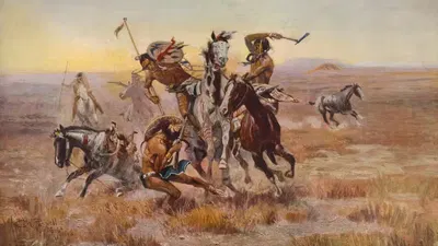 Когда сиу и черноногие встретились by Шарль Марион Рассел, 1902 — digital art print download