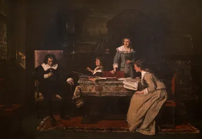 Слепой Милтон, диктующий «Потерянный рай» своим дочерям by Михай Мункачьи, 1877 — digital art print download