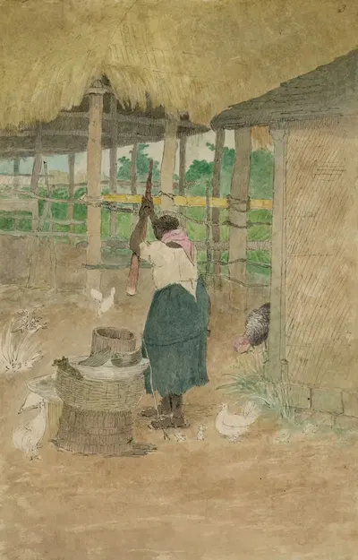 Женщина, бьющая кассаву, Ямайка by Уильям Берриман, 1808-1816 — digital art print download