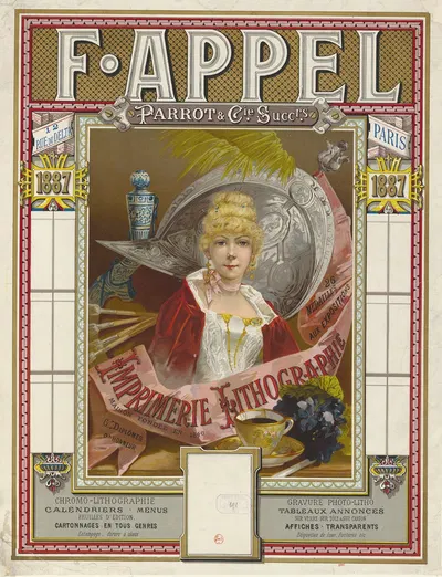 F. Appel. Parrot & Cie Successeurs, 12 rue du Delta 1887, imprimerie lithographie by Lith. F. Appel, 1887 — digital art…