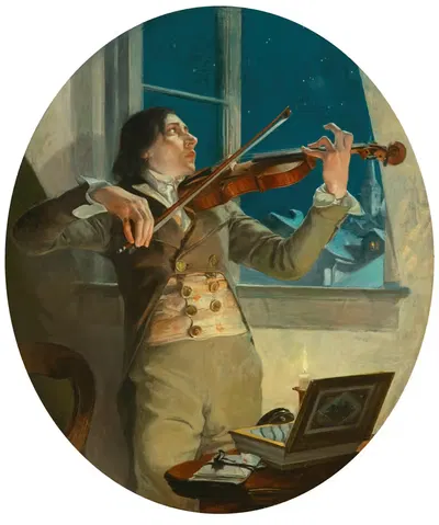 Веселая мелодия и грубое сердце, Виртуоз by Фрэнк Ксавье Лейендеcker, 1905 — digital art print download