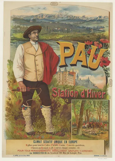 Pau, station d'hiver. Climat sédatif unique en Europe by Lith. F. Appel, 1890 — digital art print download