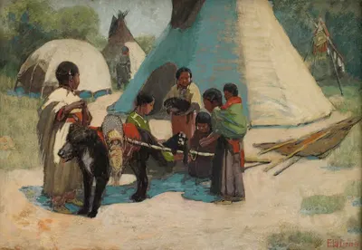 Dog Travois;Blackfoot Camp by Edwin Willard Deming — digital art print download