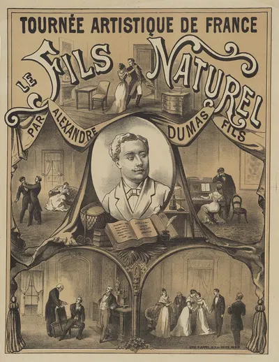 Tournée artistique de France. Le Fils naturel. Comédie par Alexandre Dumas by Lith. F. Appel, 1889 — digital art print…
