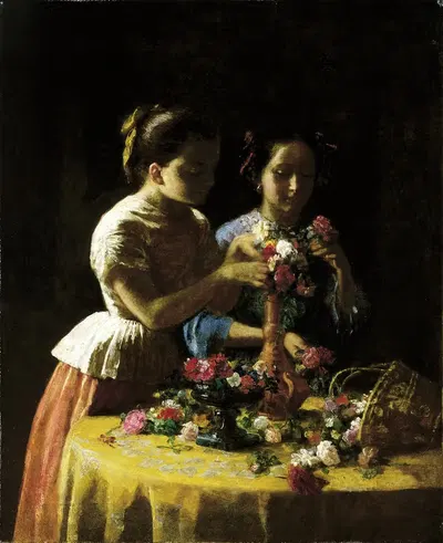 Девушки и цветы by Джордж Кокран Ламбдин, 1855 — digital art print download