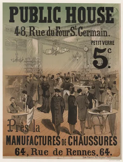 Public House. 48 rue du Four, St Germain by Imp. F. Hermet, 1900 — digital art print download