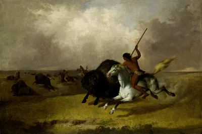 Buffalo Hunt on the Southwestern Prairies by John Mix Stanley, 1845 — digital art print download