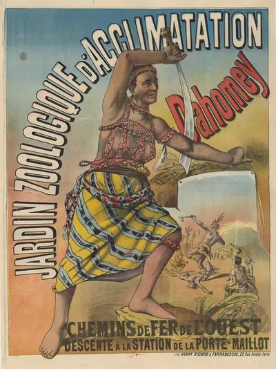 Jardin Zoologique d'Acclimatation, Dahomey. Chemin de Fer de l'Ouest by lith. Henry Sicard & Farradesche, 1891 — digital…