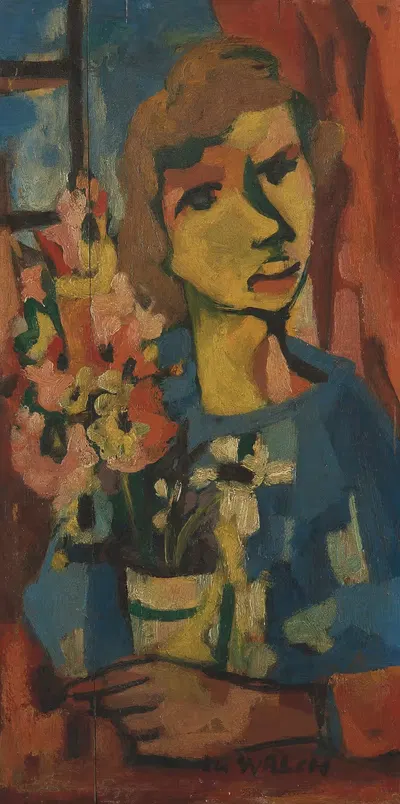 Женщина в синем платье by Шарль Вальш, 1944 — digital art print download