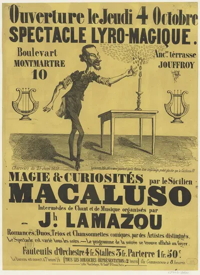 Magie & curiosités par le sicilien Macaluso by Lith. Van Geleyn, 1858 — digital art print download