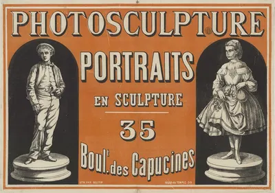Photosculpture, portraits en sculpture, 35 Boulvart sic des Capucines by Lith. Van Geleyn, 1866 — digital art print download