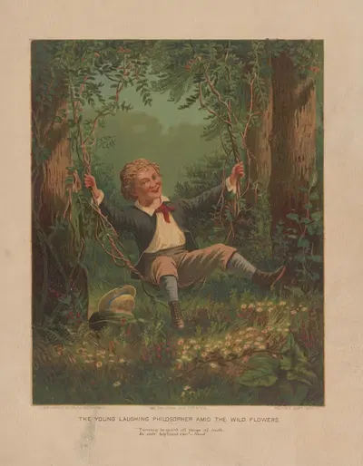 The young laughing philosopher amid the wild flowers by Bencke & Scott, 1876 — digital art print download