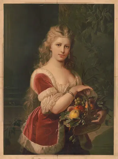 Женщина с корзиной фруктов by Эдмунд Фёрстер и Ко, 1876 — digital art print download