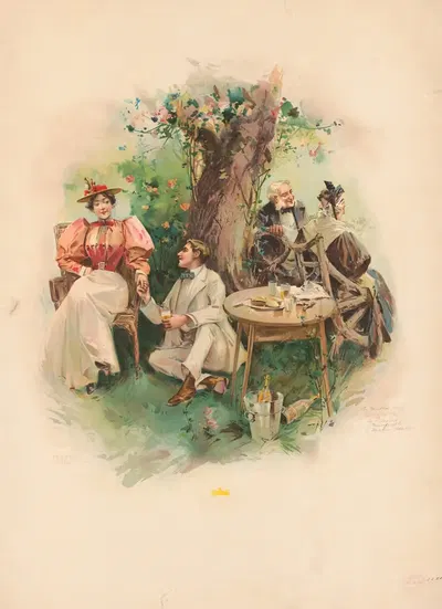 Садовая вечеринка by Фред Ахерт, 1895 — digital art print download