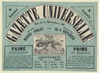 Gazette universelle, rue de la Michodière, 20 by Louis-Emile Benassit, 1867 — digital art print download