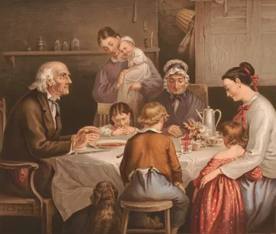 Asking a blessing by Howe & Middleton, 1868 — digital art print download