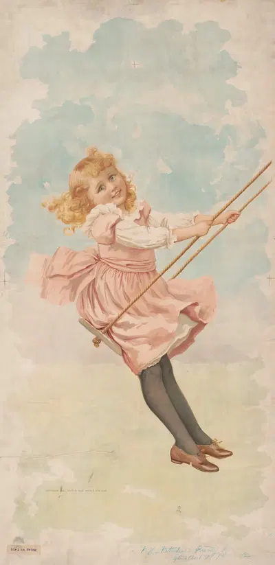 Девушка на качелях by Кеттерлинуc, 1894 — digital art print download