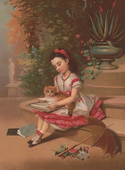 Урок письма by Тестю и Массен, 1872 — digital art print download