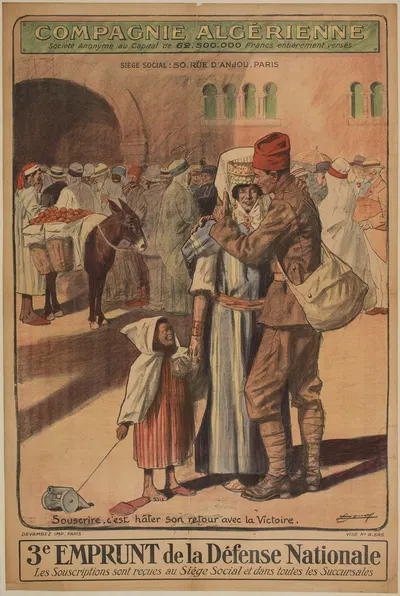 3e emprunt de la défense nationale Compagnie algérienne by Люсьен Жона, 1917 — digital art print download