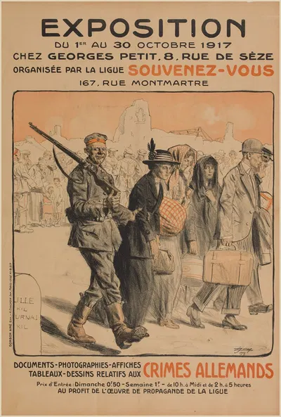 Exposition de documents-photographies-affiches-tableaux-dessins relatifs aux crimes allemands by Люсьен Жона, 1917 —…