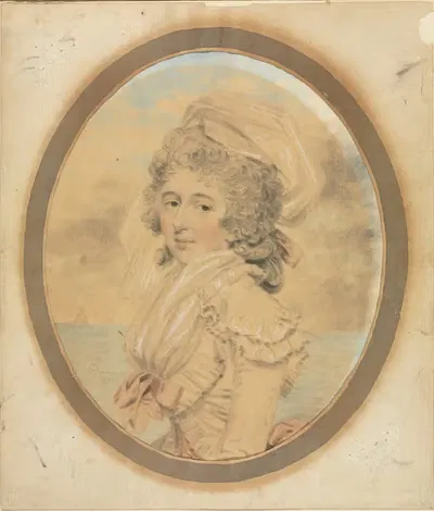 Молодая леди с розовым бантом на корсете by Джон Даунман, 1792 — digital art print download