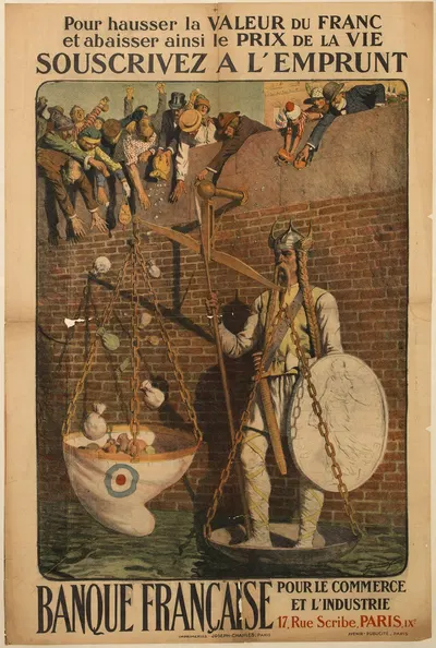 Pour hausser la valeur du franc et abaisser ainsi le prix de la vie, souscrivez à l'emprunt by Люсьен Жона, 1920 — digital…