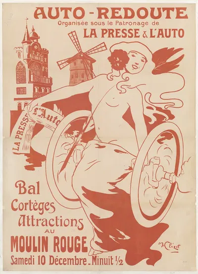 Auto-redoute. Bal, cortèges, attractions au Moulin rouge by M. Cleret, 1904 — digital art print download
