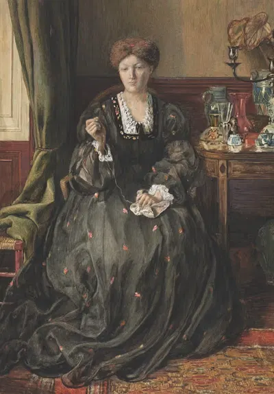 Мысли, портрет Эммы Мадокс Браун by Кэтрин Мэдокс Браун, c. 1870 — digital art print download