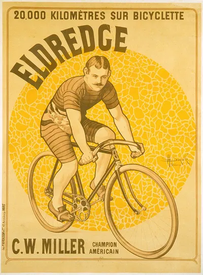 20 000 kilomètres sur bicyclette Eldredge, C.W. Miller champion américain by Марселлен Озоль, 1910 — digital art print…