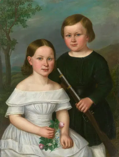 Портрет двух детей by Доминик Вебер, 1840 — digital art print download
