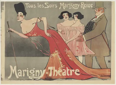 Tous les soirs Marigny-Revue. Marigny Théâtre by Морис Лурде, 1906 — digital art print download