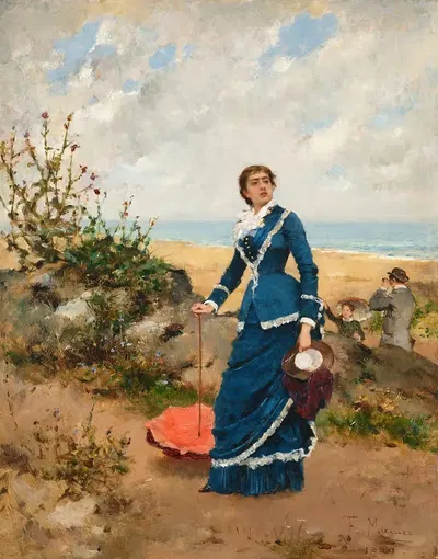 Carmen Miralles con un vestido azul by Francisco Miralles Y Galup, 1880 — digital art print download