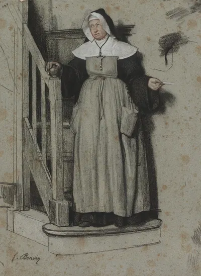 Письмо о приёме, интерьер монастыря by Франсуа Бонвен, c. 1867 — digital art print download