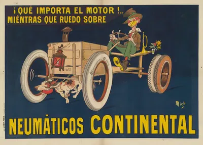 Qu'importe le motor!.. Miéntras que ruedo sobre neumáticos Continental by Mich (Michel Liebeaux), 1913 — digital art print…