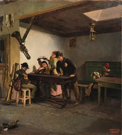 Путешествующие музыканты в таверне by Джованни Баттиста Квадроне, 1899 — digital art print download