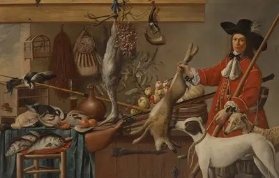 Ловец, держащий мертвого зайца, с двумя собаками by Хармен Стейнвейк — digital art print download