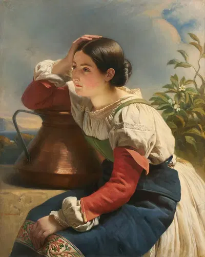 Итальянская девушка у фонтана by Германн Винтерхальтер, 1833 - 1834 — digital art print download