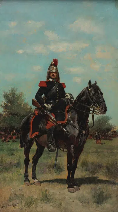 Офицер драгуна на лошади by Жан-Батист Эдуар Детель, 1876 — digital art print download