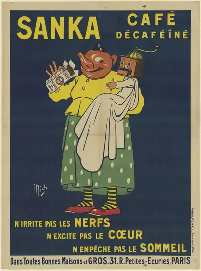 Sanka, café décaféiné. N'irrite pas les nerfs, n'excite pas le coeur, n'empêche pas le sommeil by Мишель Либо, 1910 —…