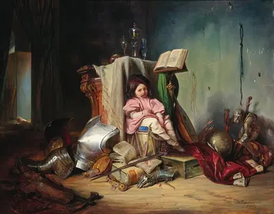 Ребёнок на барабане by Йозеф Данхаузер, 1841 — digital art print download