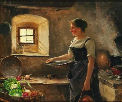 A Rustic Kitchen by Josef Kinzel — digital art print download