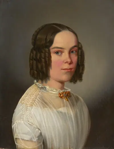 Полупортрет молодой девушки by Юлий Зигфрид Уэц, 1849 — digital art print download