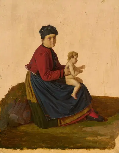Женщина из Хауэнштайна с ребёнком by Луи Коблиц, 1837 — digital art print download